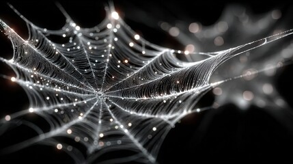 Realistic spider webs on dark background for Halloween design