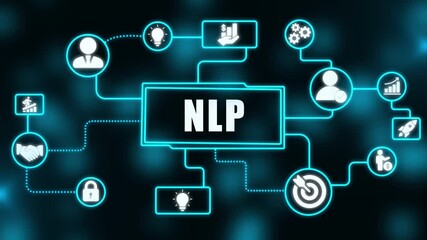 Digital network illustrating natural language processing with business and innovation concepts