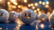 © Gouri - Lottery ball with number 13 and glowing lights in photo background thirteen game