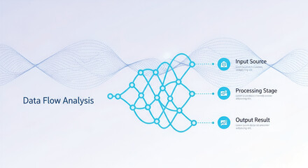 Vector art of data flow analysis with network nodes and connection