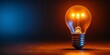 © Haris - Lit light bulb on a dark surface with a contrasting warm and cool background