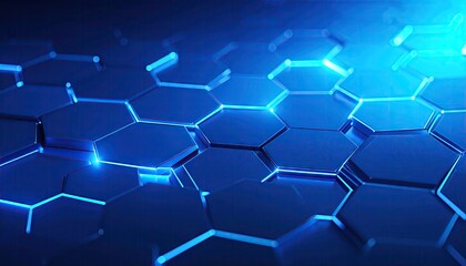 Abstract Blue Hexagon Grid with Faint Glow