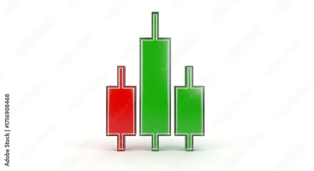 Candlestick Chart Representing Stock Market Growth and Trends with Red ...