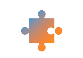 Gradient Puzzle Piece with Blue and Orange Tones on White.