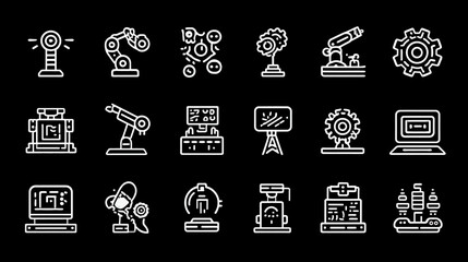 Collection of Robotic Arm and Automation Icons.