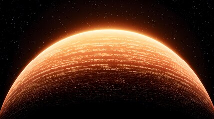 Wall Mural - the image showcases a rendered planet in space, adorned with glowing patterns resembling city lights