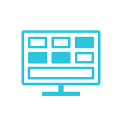 Website on Computer Screen Icon. Isolated on white background. Blue icon set.