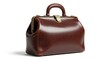 © hena - A classic brown leather doctor's bag with a brass clasp and handle, presented against a white background.