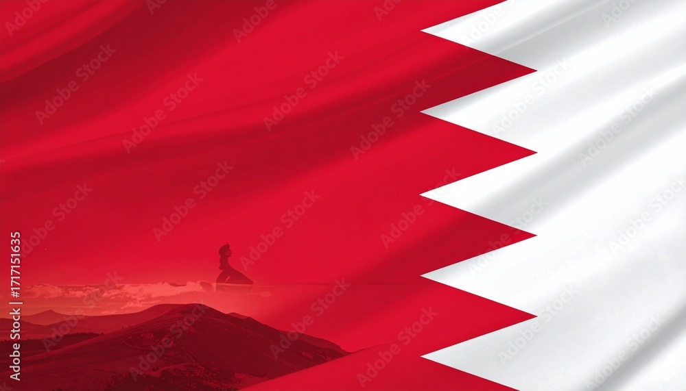 Bahrain Color Bahrain national flag with white band and red field separated by five ...