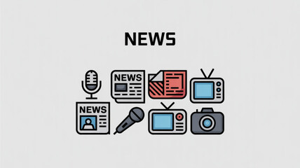 Breaking news and media coverage vector illustration for journalism broadcast and current events reports today