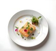 © Neenee - Minimalist Fine Dining Plating with Seared Fish, Microgreens, and Edible Flowers