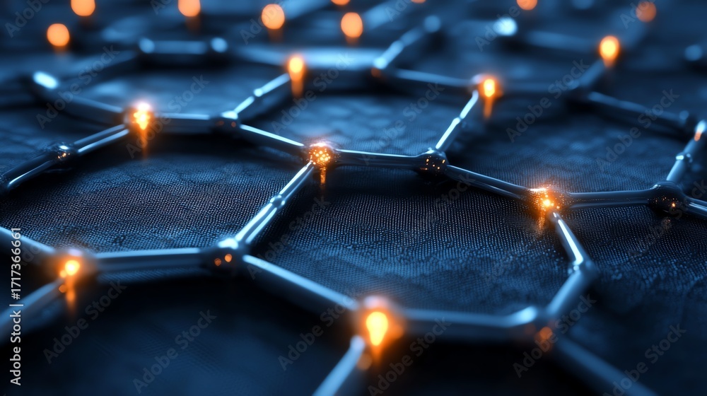 Magnified view of a graphene sheet showcasing its distinctive honeycomb ...
