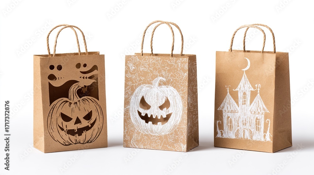 Halloween - themed Kraft Paper Tote Bags, Gift Packaging and Decoration ...