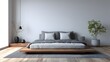 © Sopacha - minimal bedroom with platform bed and bedside table isolated