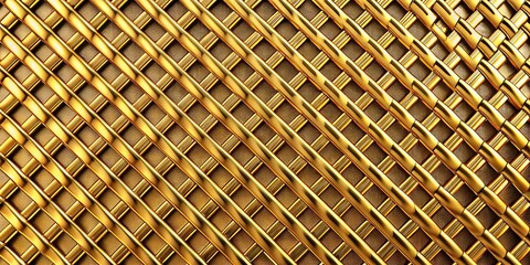 Close up of a textured golden metal diamond mesh pattern