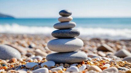 Wall Mural - Stack of rocks on a sandy beach