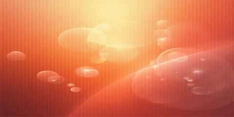 Wall Mural - Vector art illustration of abstract bright orange sun rays with shiny blue bokeh circles