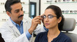 © Shivani - indian optician assists a customer in selecting and trying on glasses from a stylish display of eyeglass frames in a modern optical store
