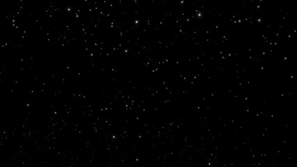 Wall Mural - Beautiful loop falling moving white snowflakes particles animation on black abstract Background.