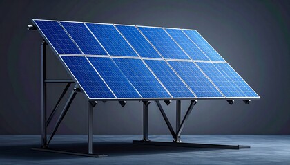 Solar panel array on metal frame—clean energy in motion.