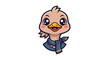 © gudangPIXEL - Cute Ostrich Head Cartoon Character with Scarf.