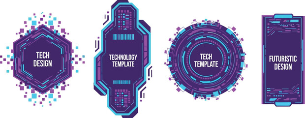 Futuristic technology frames design vector templates set