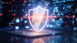 © ale studio  - Laptop with Protection Shield - Computer security, antivirus, firewall concept