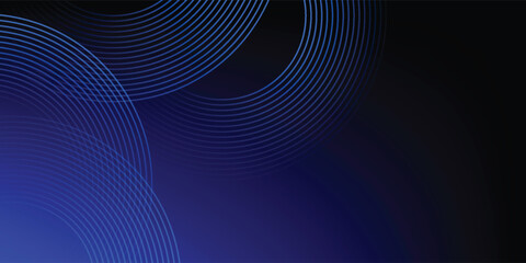 Wall Mural - abstract blue glowing geometric lines on dark blue background. modern shiny blue circle lines patter