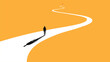 © Prosun Design - A man walking on a winding road towards the light at the end of the path
