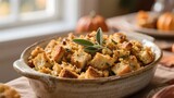 Homemade Bread Stuffing for Thanksgiving Dinner with Sage