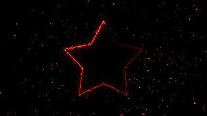 Wall Mural - looping video animation of Burning glowing red star with falling sparks