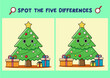 © Svetlana - Spot the difference puzzle with smiling Christmas trees and gifts