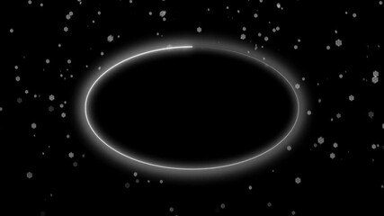 Wall Mural - Seamless Looping Snowfall with Glowing White Circle Frame
