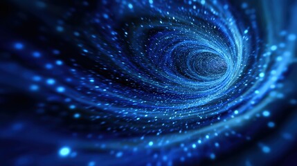 Wall Mural - A swirling blue vortex filled with shimmering stars, creating a mesmerizing cosmic tunnel effect.