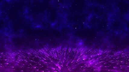 Wall Mural - Purple light burst from cosmic space with glowing particles