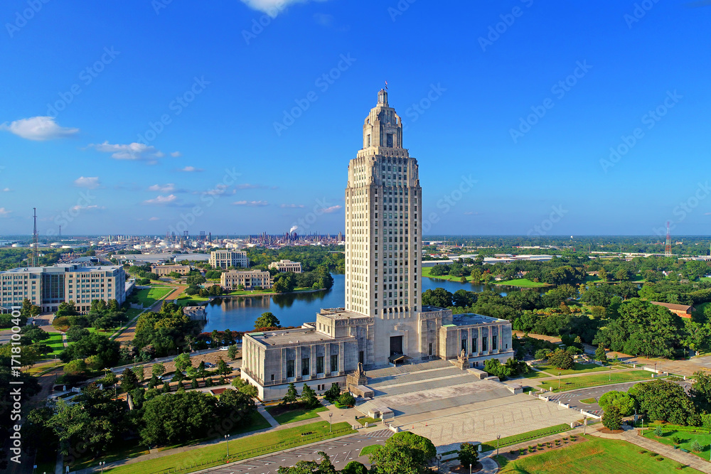 Baton Rouge Louisiana State Capitol Art Deco Building on Capitol Lake ...