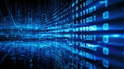 Cyber data background with blue digits, modern technology theme