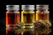 © Vlad - CBD Safe. Assorted Cannabis Oil Containers with CBD and Live Resin on Black Background