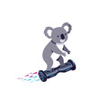 © achmad - Cute Koala Riding a Hoverboard with Colorful Motion Trails.