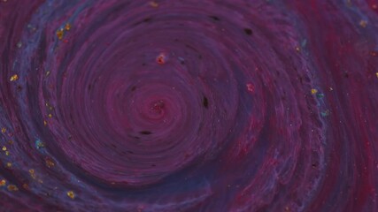 Wall Mural - Ink whirl. Ripple particles. Defocused blue purple red color flowing golden yellow water floating on abstract acrylic art background.