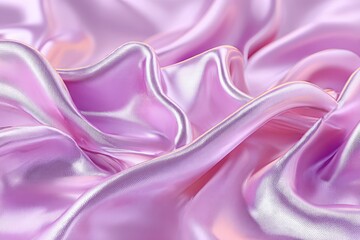 Wall Mural - Abstract background of flowing and elegant iridescent light pink silk fabric with soft folds, highlighting the luxurious texture and gentle curves, for modern designs.