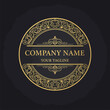 © berkah nikah - Elegant Golden Ornate Logo Emblem Design with Intricate Scrollwork and Typography, Ideal for Classic Brand Identity, Luxury Branding, and Premium Business Templates, Flat Vector Elements, Vector