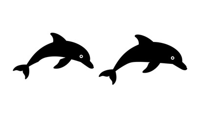 Two leaping black dolphins silhouetted against a bright background marine mammals ocean life