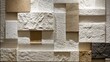 © Maxim Chaploutskiy  - Decorative wall blocks with textured surface, arranged in geometric pattern, studio lighting, modern interior backdrop