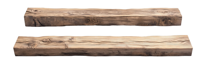 Natural wood slabs with unique grain patterns for rustic decor and furniture design, isolated on transparent background