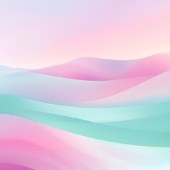 Wall Mural - Delicate, layered abstract design featuring soft pastel hues and flowing, wavy lines.