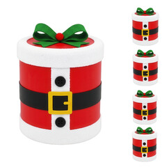 Wall Mural - Christmas santa claus suit themed gift box isolated on transparent background