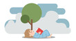 © Febrian - Reading Under The Tree: A Relaxing Illustrated Moment Of Joyful Escapism