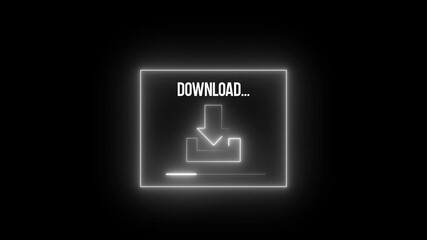 neon glowing download button icon, arrow symbol elements of web in neon style icons, virtual download icon. 4k