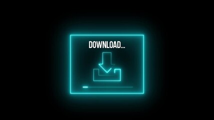 neon glowing download button icon, arrow symbol elements of web in neon style icons, virtual download icon. 4k